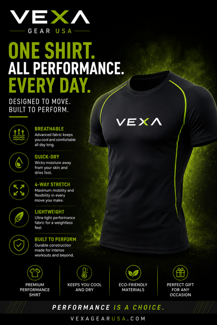 VEXA Race Performance Tee – Black/Green + Premium Tumbler Bundle